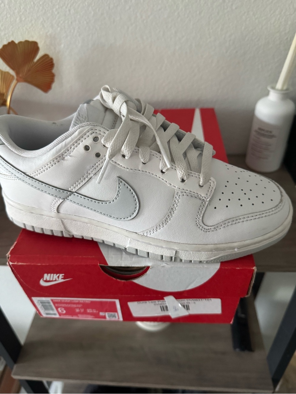 Nike women’s dunk low retro White and Light Gray Low-Top Sneaker